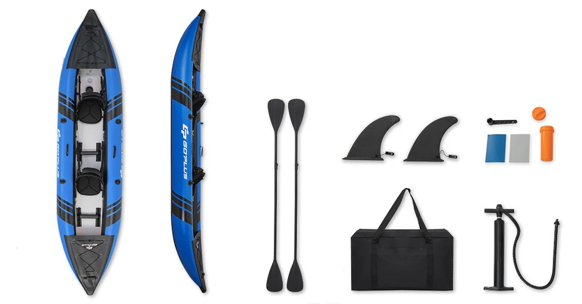 Goplus 12.5 ft Inflatable Tandem Kayak | 1-2 Person Canoe | 507 lbs Capacity | Includes All Accessories & Carry Bag