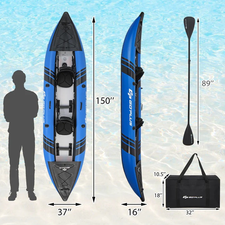 Goplus 12.5 ft Inflatable Tandem Kayak | 1-2 Person Canoe | 507 lbs Capacity | Includes All Accessories & Carry Bag