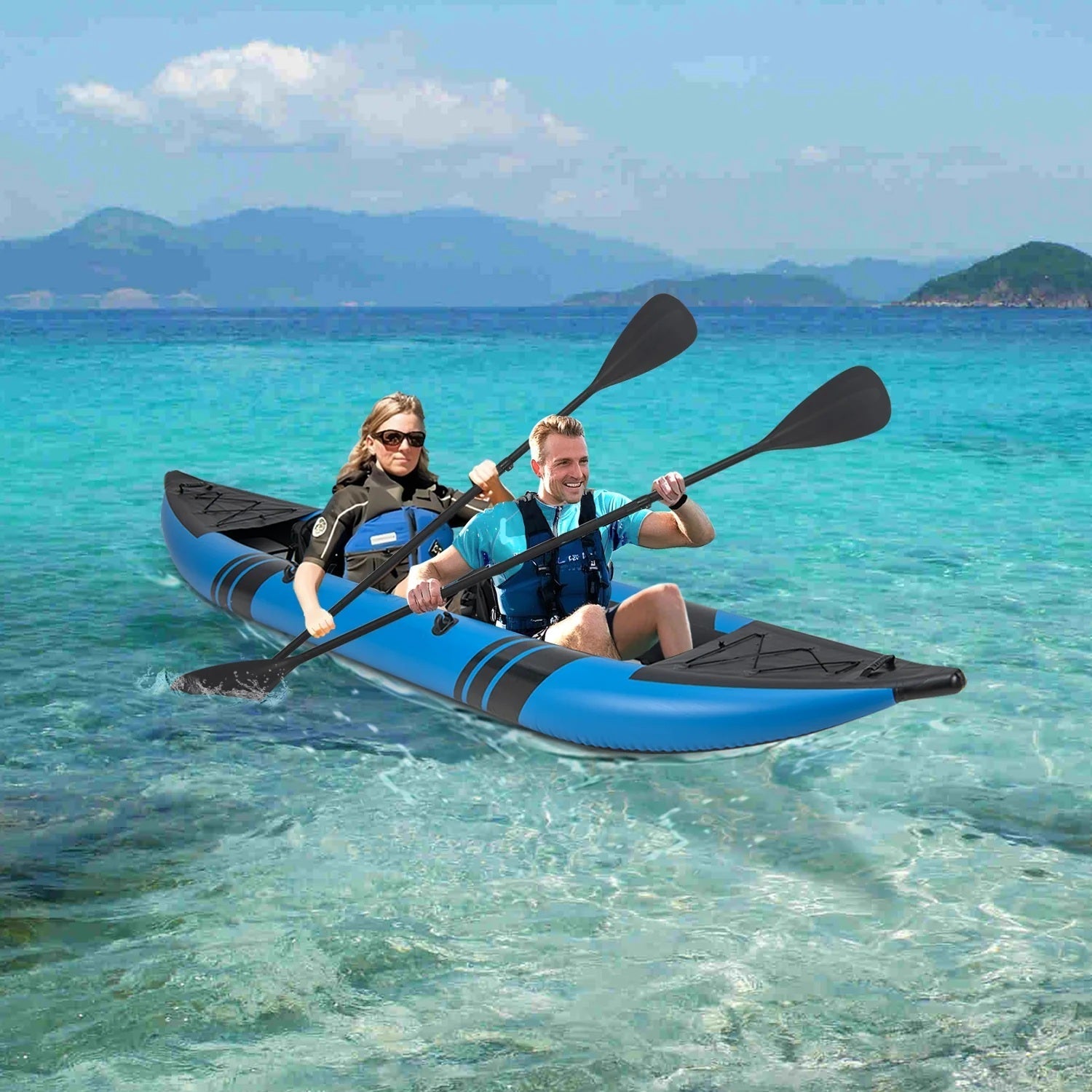 Goplus 12.5 ft Inflatable Tandem Kayak | 1-2 Person Canoe | 507 lbs Capacity | Includes All Accessories & Carry Bag