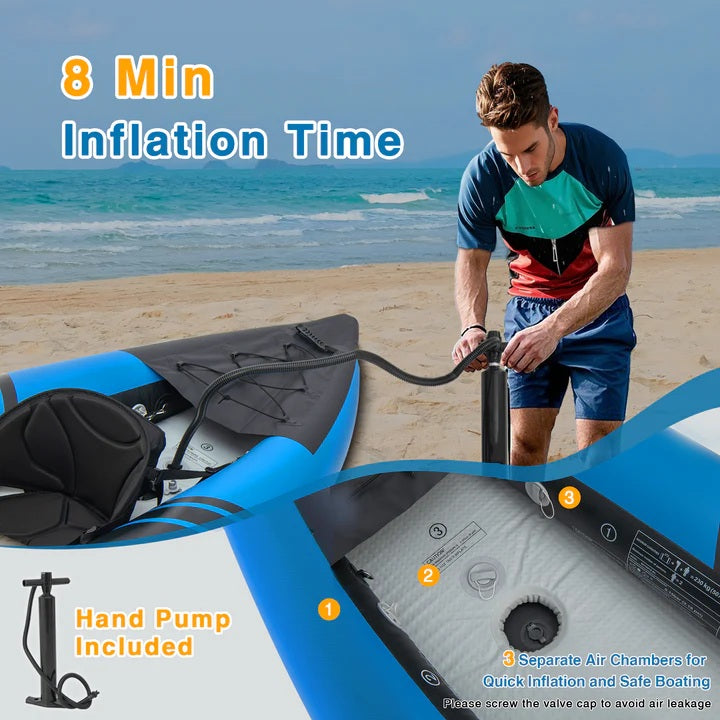 Goplus 12.5 ft Inflatable Tandem Kayak | 1-2 Person Canoe | 507 lbs Capacity | Includes All Accessories & Carry Bag