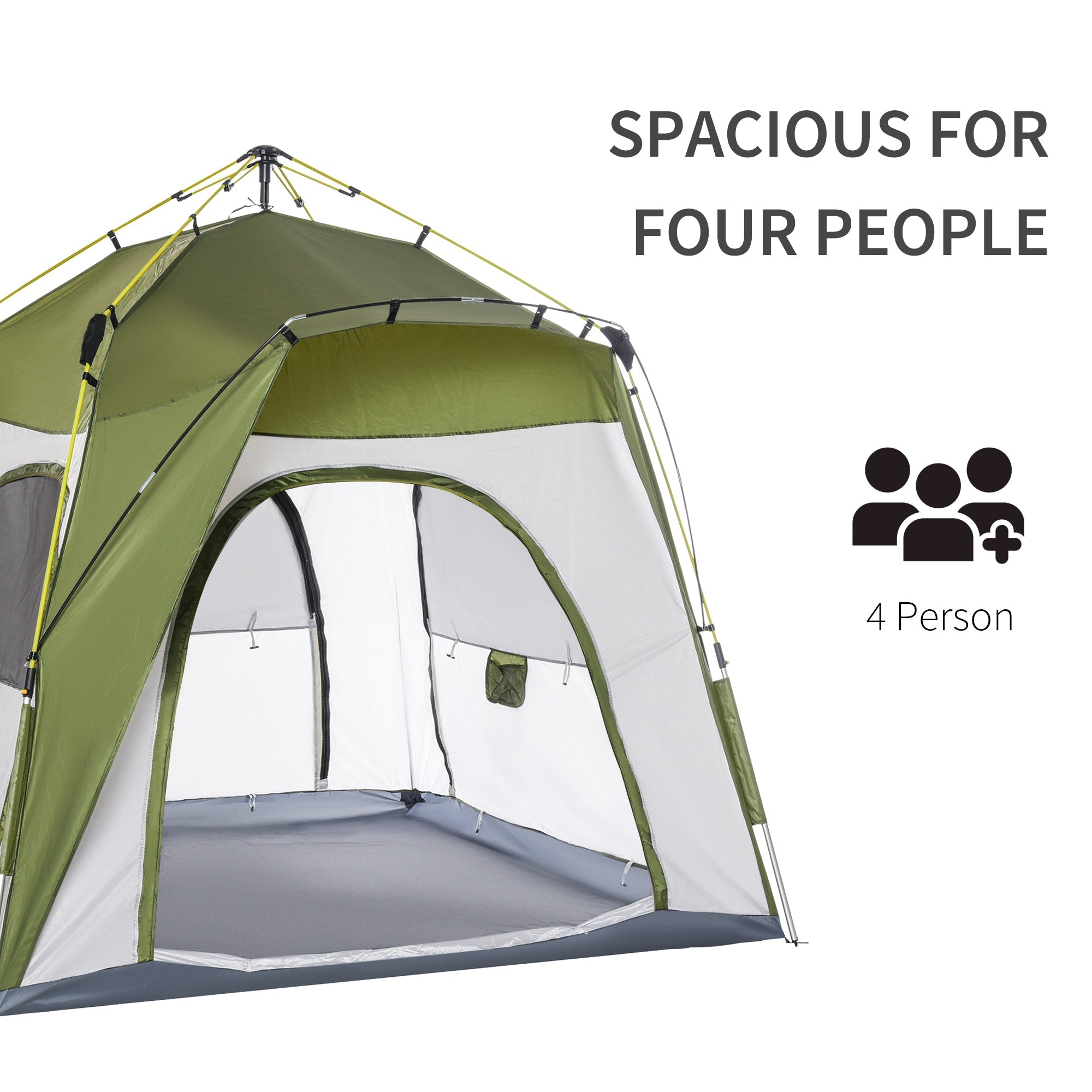 Outsunny Automatic Camping Tent Instant Outdoor Easy Pop Up Portable Backpacking Dome Shelter 4 Person Green