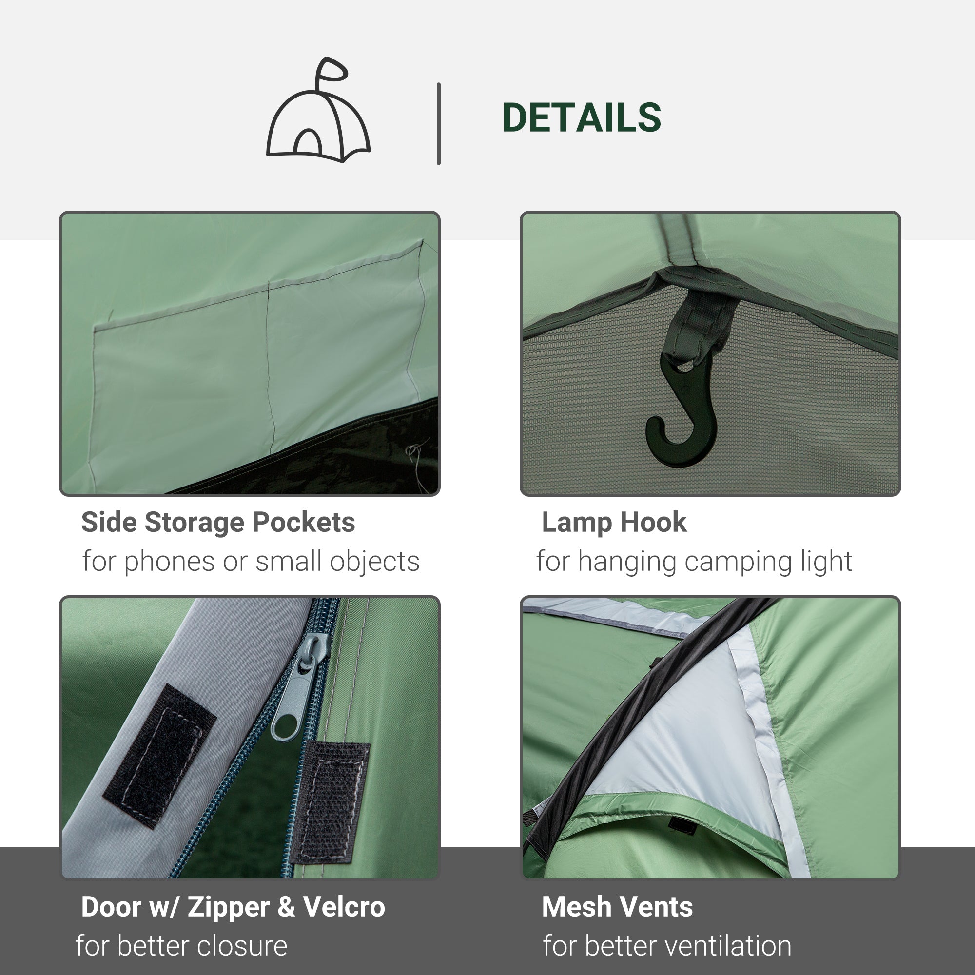 Outsunny Weatherproof Dome Camping Tent w/ Vestibule for 2-3 Person Screen Room Lightweight Backpacking Tent for Fishing