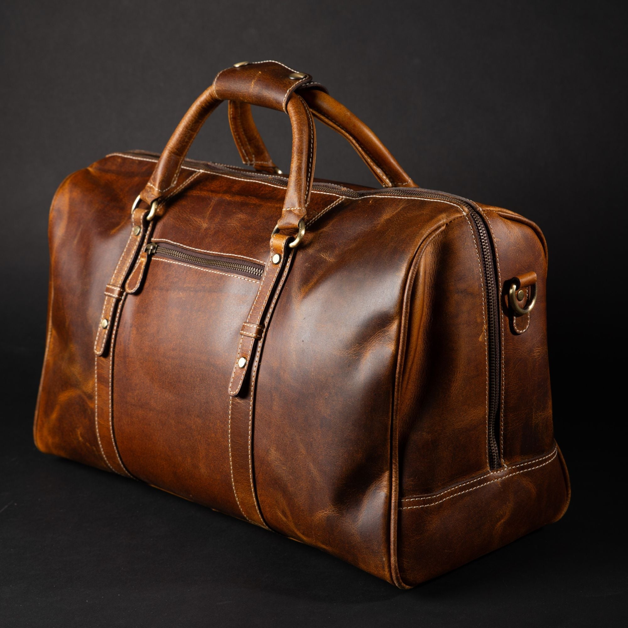The Wayfarer Bag - Cognac Classic Full-Grain Leather Duffle Bag