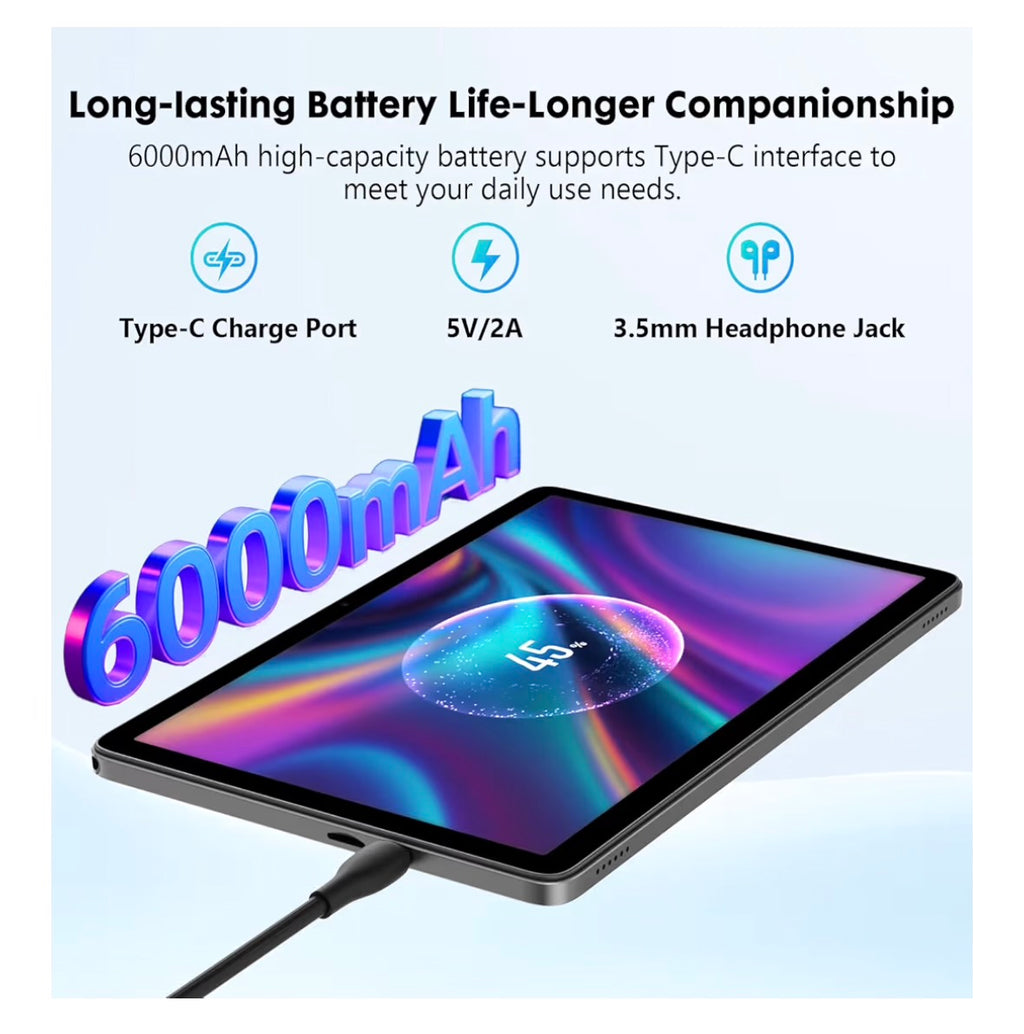 10 Inch Tablet, Android 15 Tablet with 24GB RAM + 128GB ROM (1TB Expandable), Octa-Core, 1280x800 IPS HD Touchscreen, 5MP+8MP Dual Camera, 6000mAh, Tablet with Keyboard, Mouse, Widevine L1(Gray)