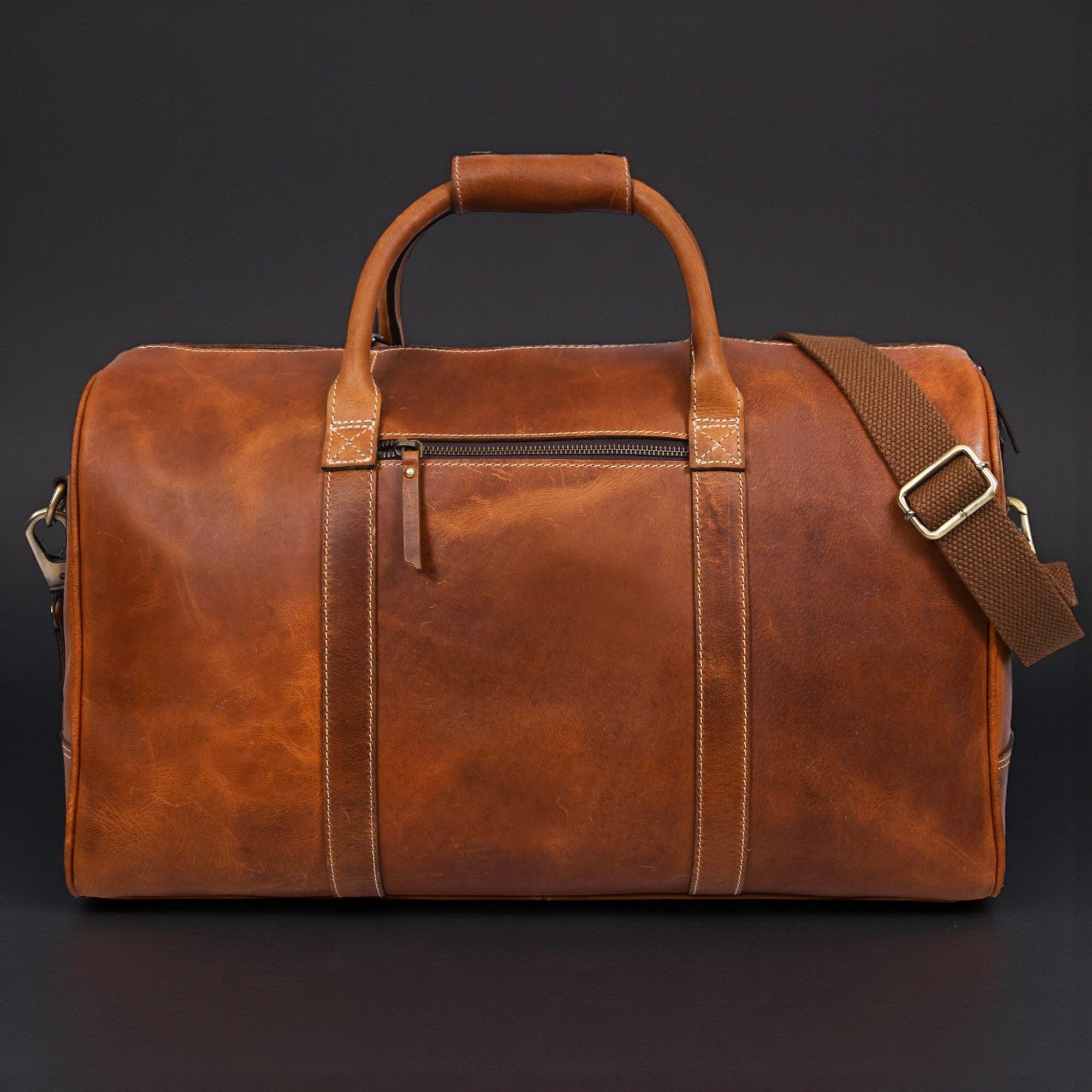 The Wayfarer Bag - Cognac Classic Full-Grain Leather Duffle Bag