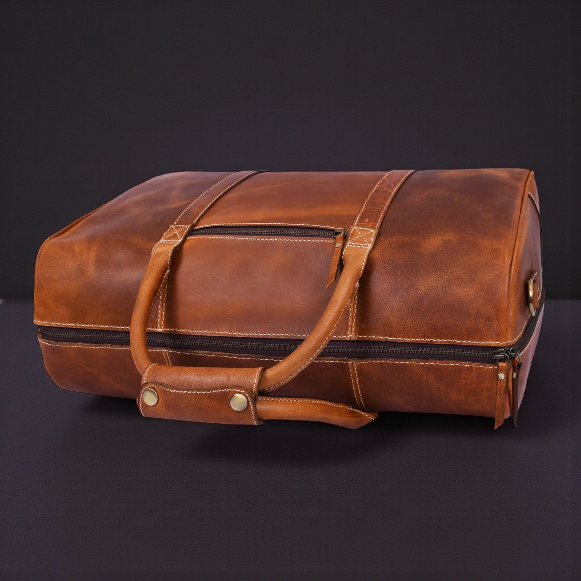 The Wayfarer Bag - Cognac Classic Full-Grain Leather Duffle Bag