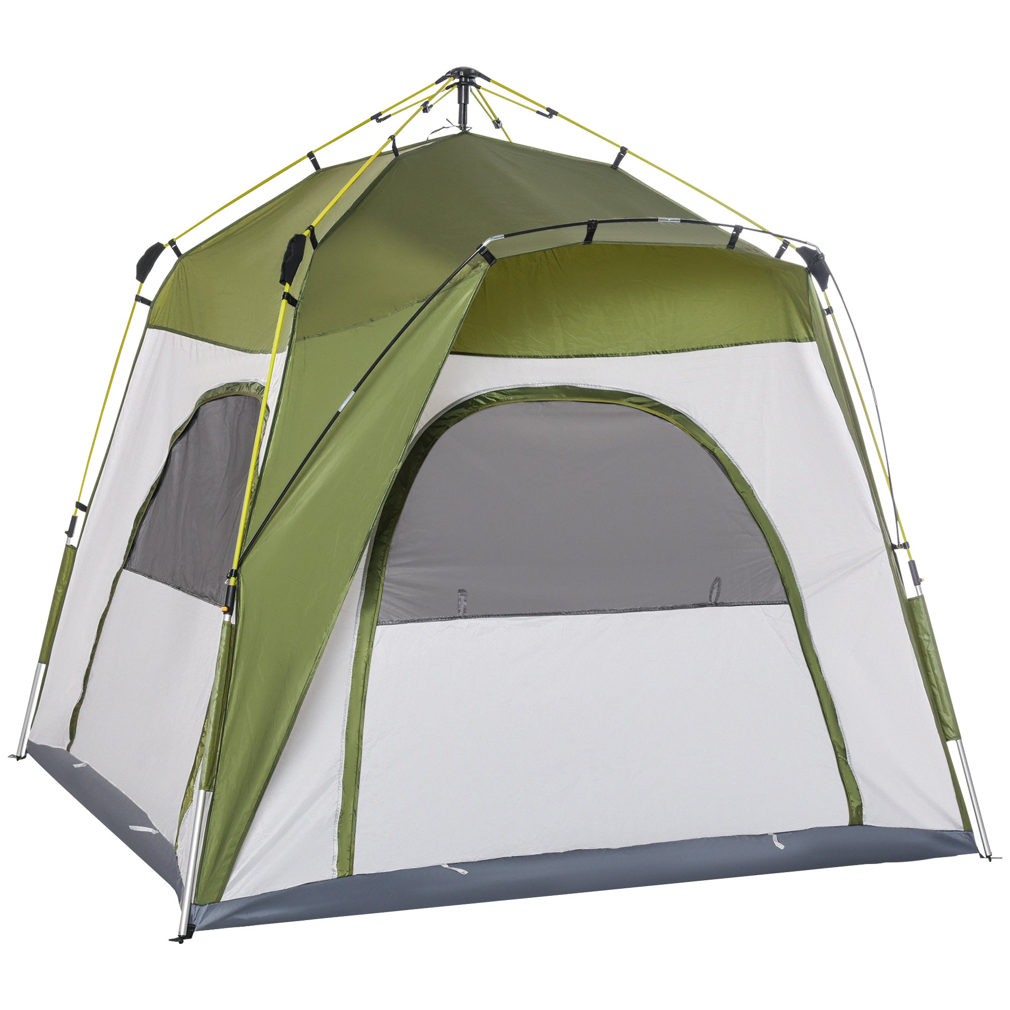 Outsunny Automatic Camping Tent Instant Outdoor Easy Pop Up Portable Backpacking Dome Shelter 4 Person Green