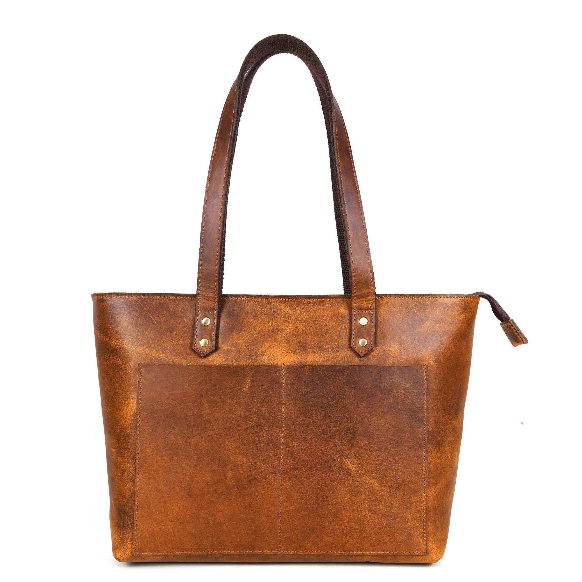 Classic Cognac Leather Tote Bag