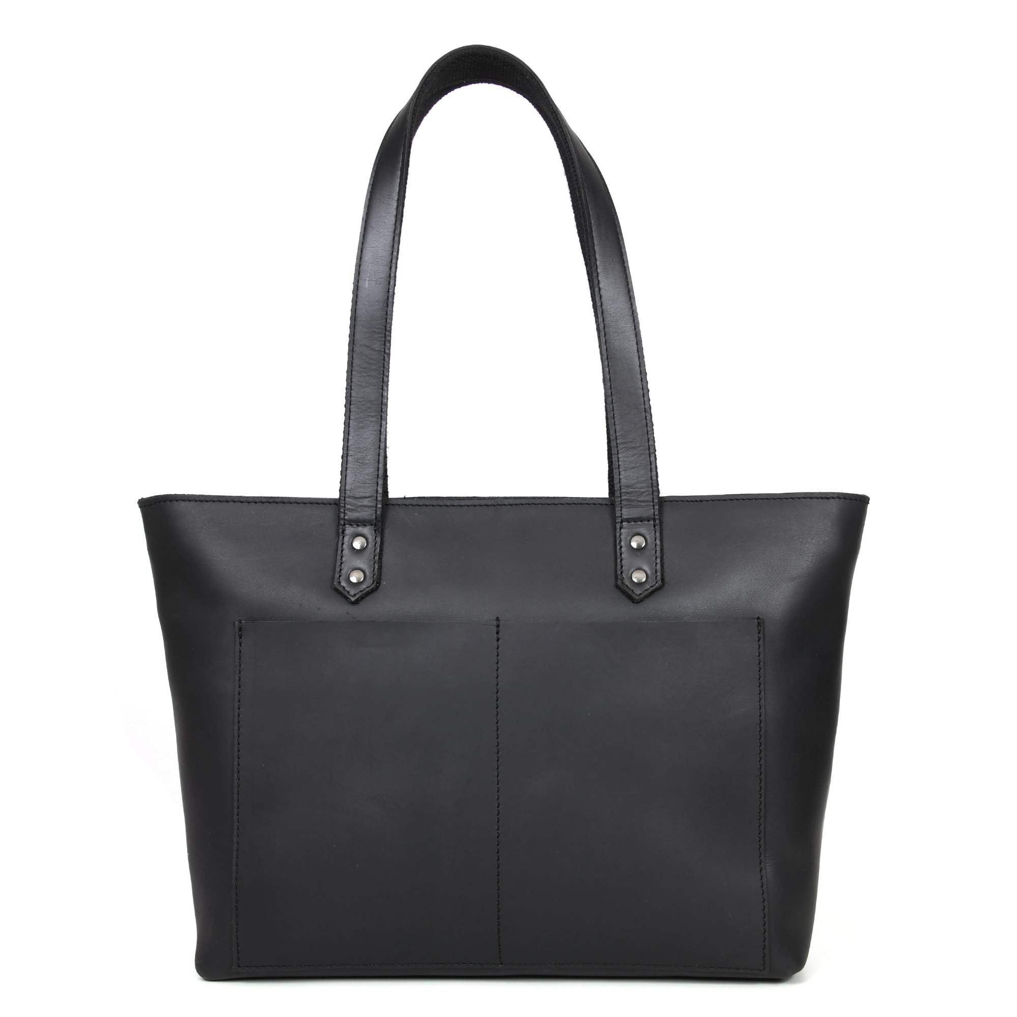 Classic Black Leather Tote Bag