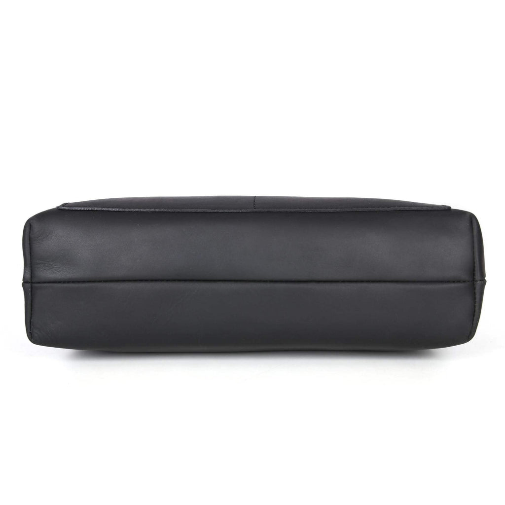 Classic Black Leather Tote Bag