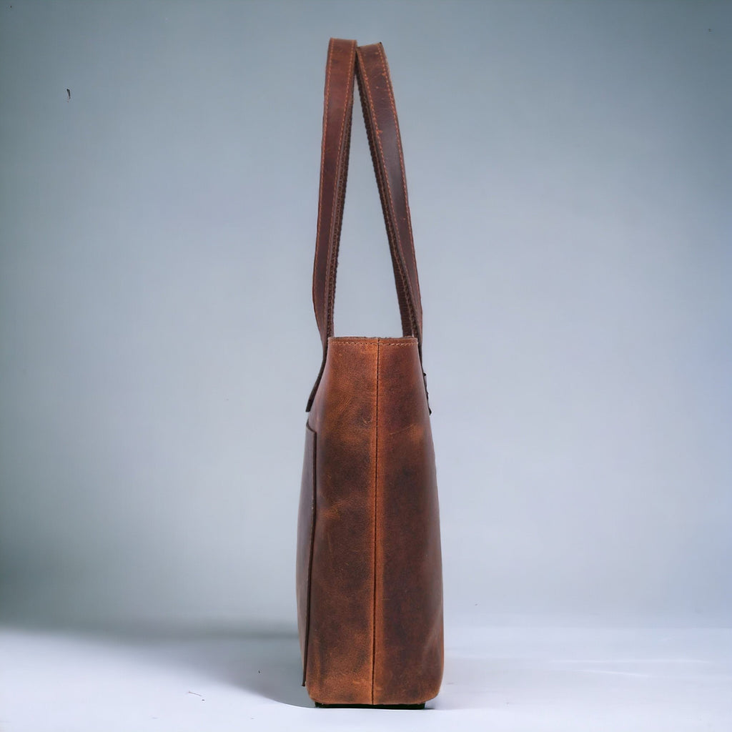 Classic Brown Leather Tote Bag