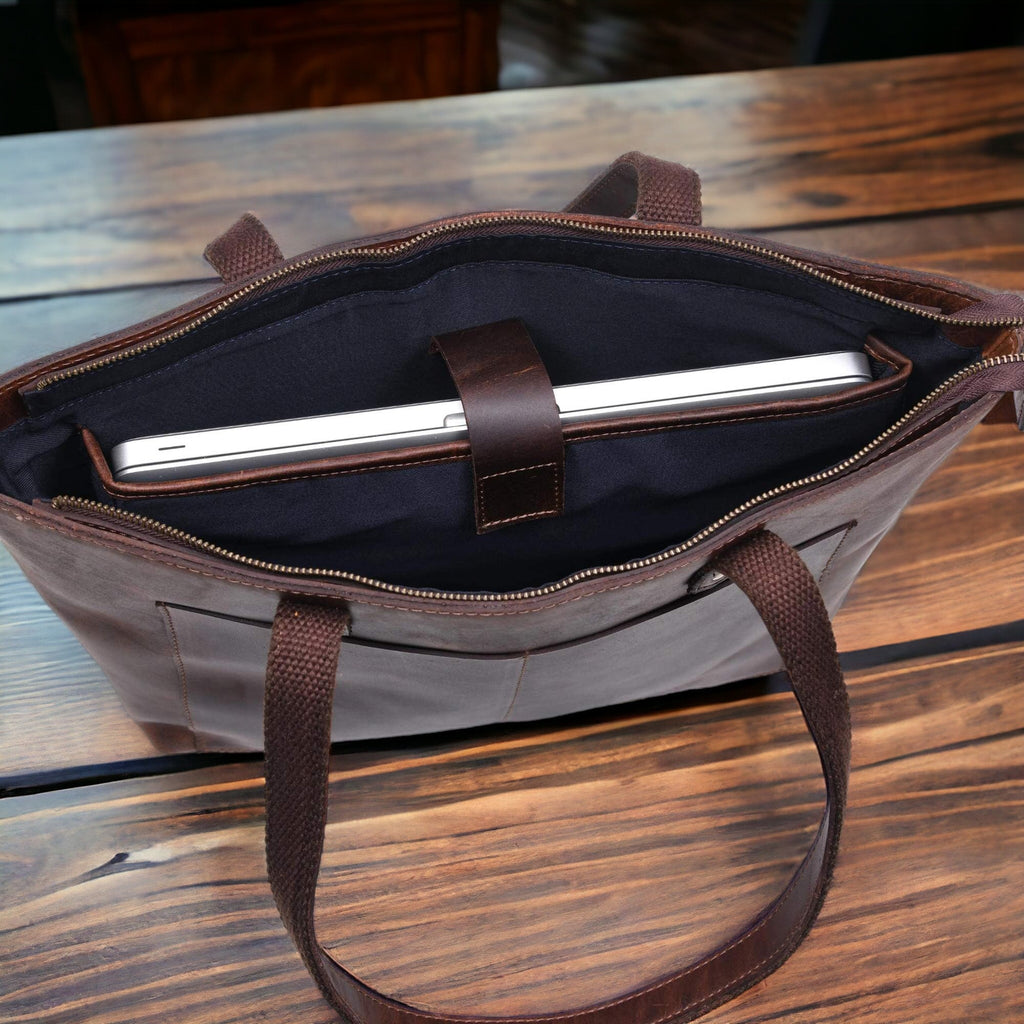 Classic Brown Leather Tote Bag