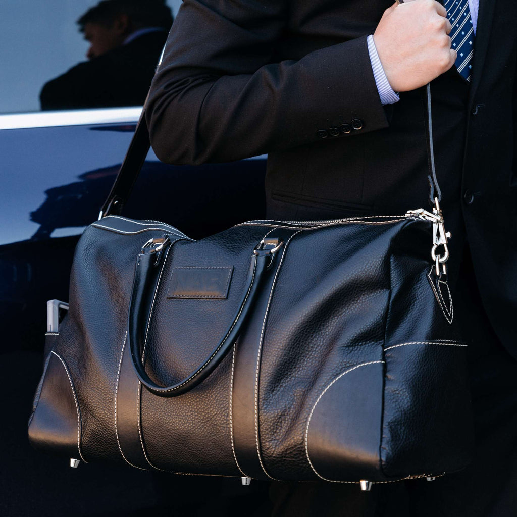 The Shield Duffle- Cognac Full-Grain Leather Duffle Bag Made in Canada