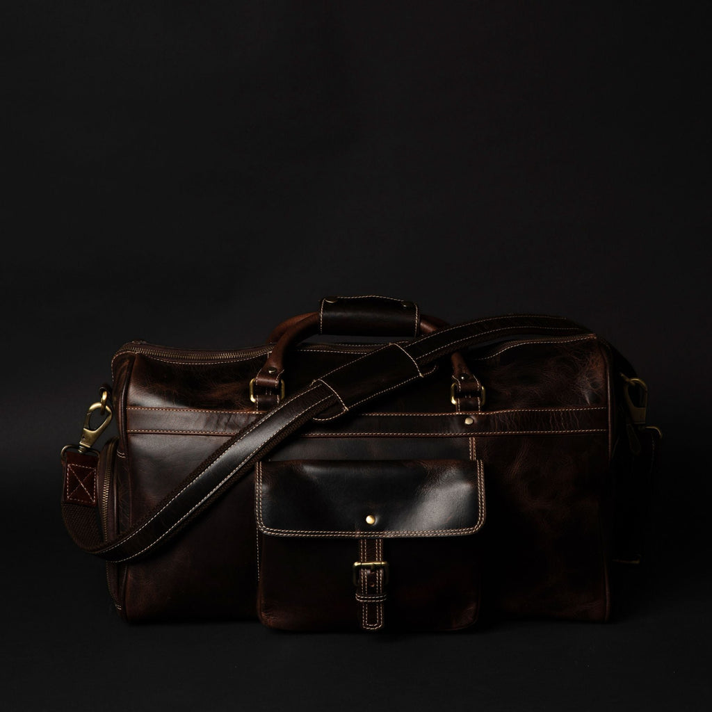 The Voyager Duffle - Brown Full-Grain Distressed Leather Duffle Bag