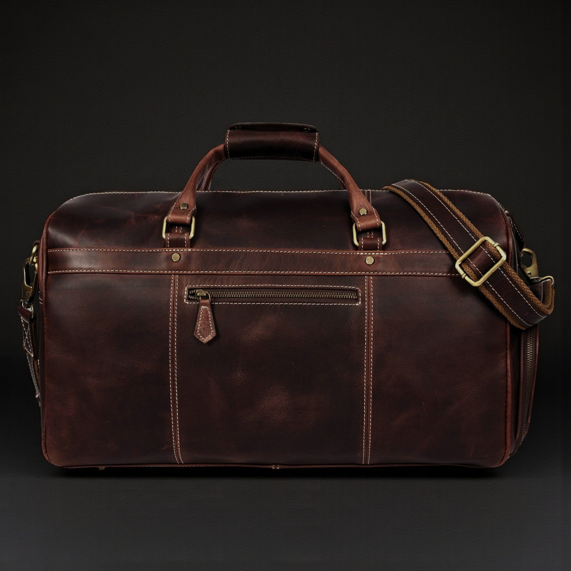 The Voyager Duffle - Brown Full-Grain Distressed Leather Duffle Bag