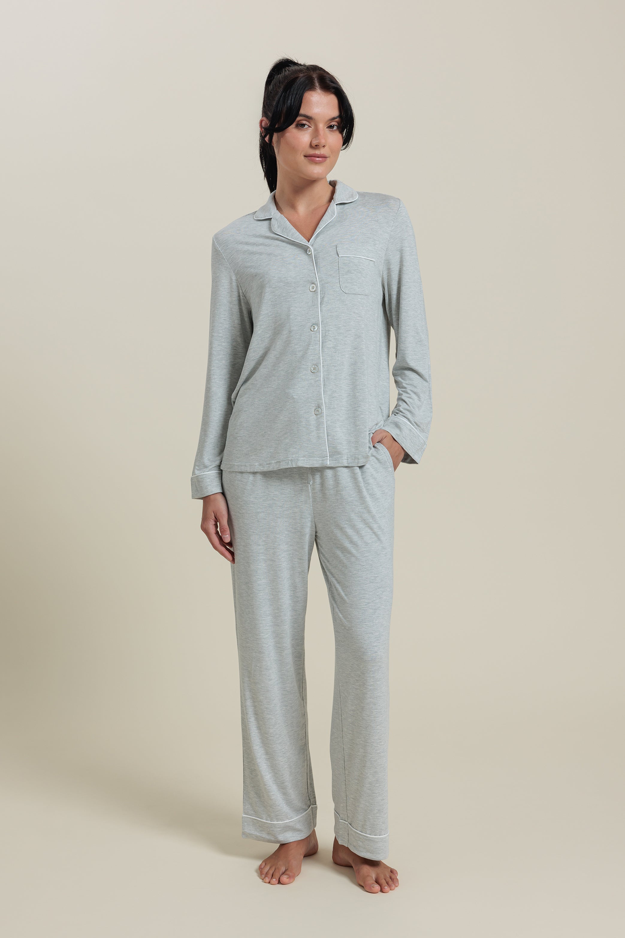 Sleepwear Set <br/>Bamboo Button-Up Cropped Pajama Set