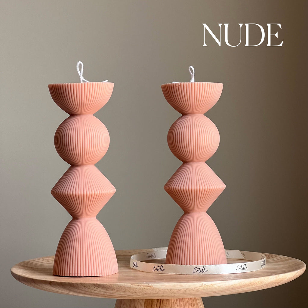 Geometric Soy Pillar Candle: Sculptural Home Decor