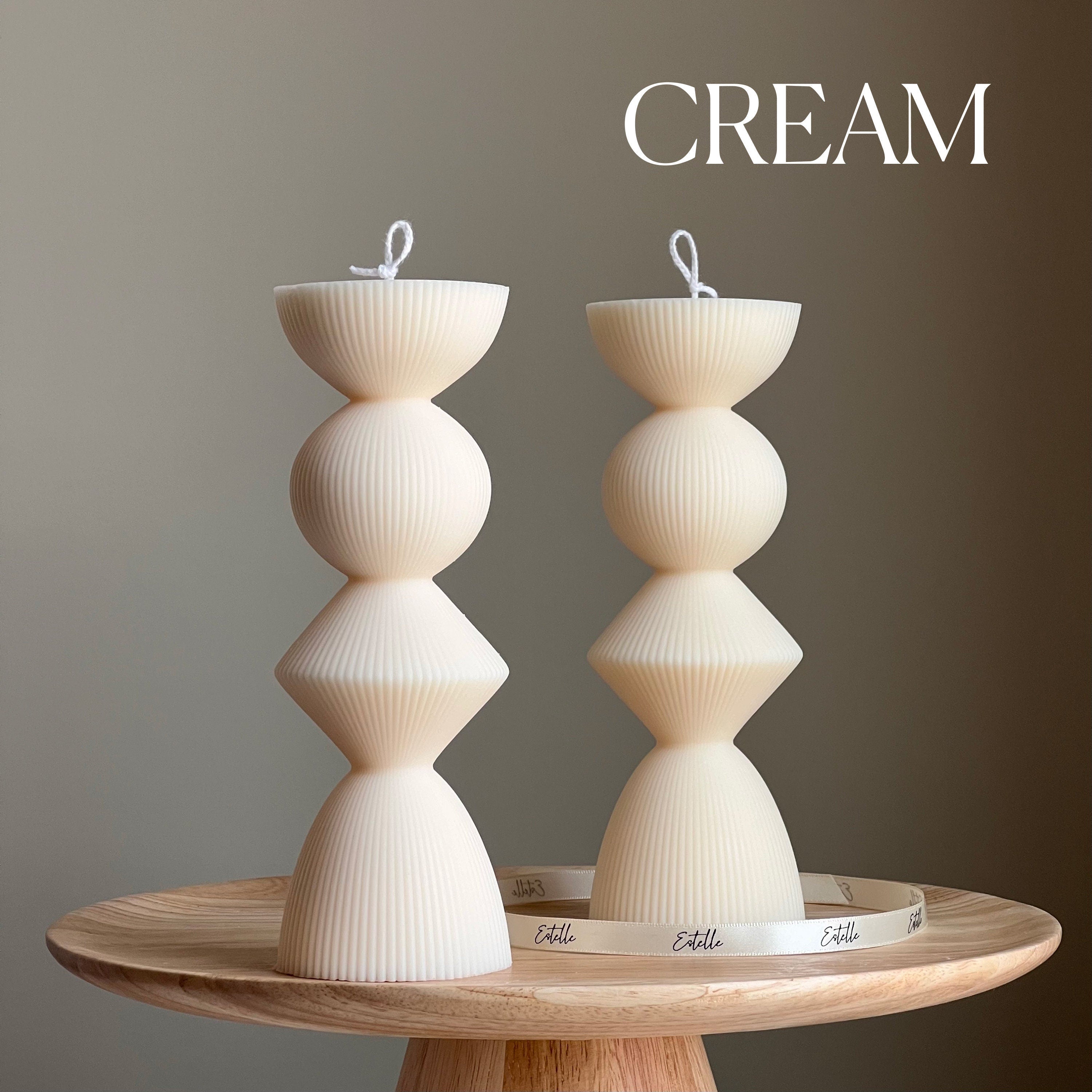 Geometric Soy Pillar Candle: Sculptural Home Decor