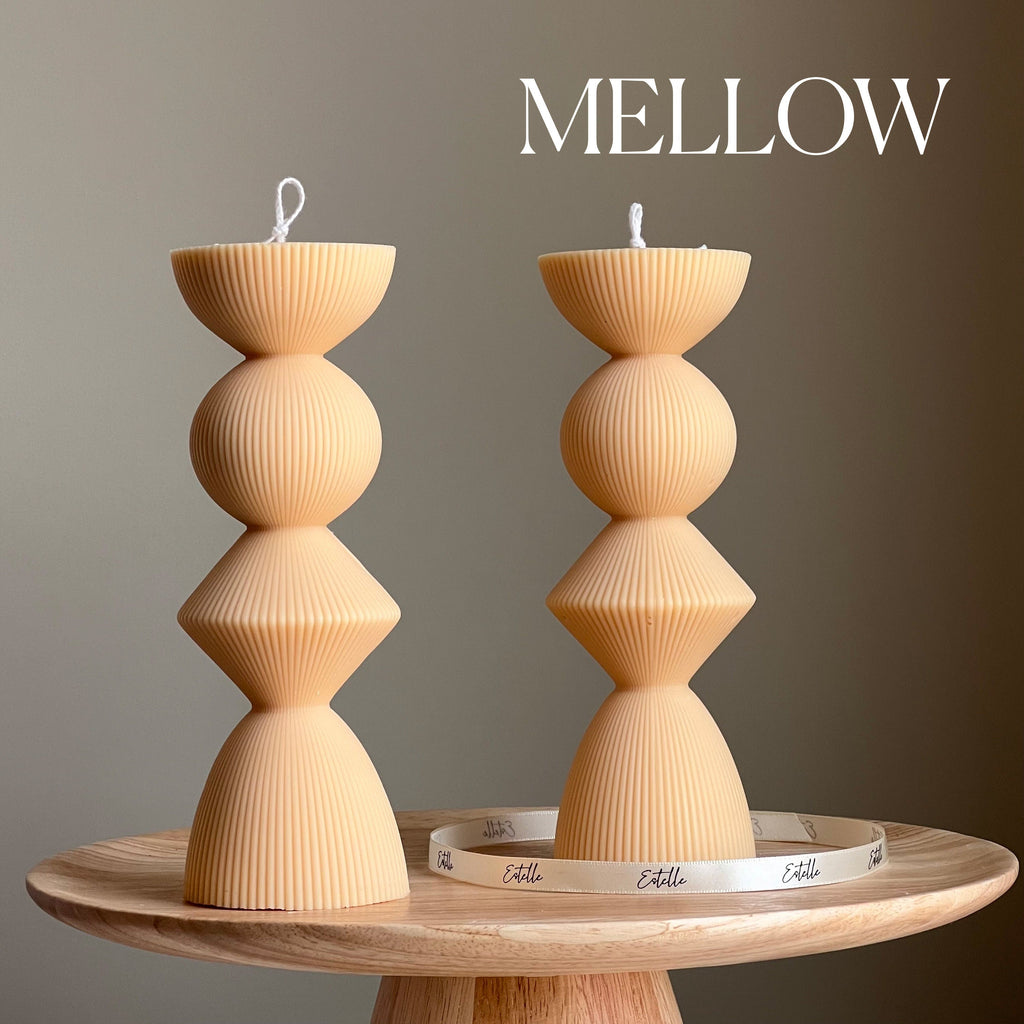 Geometric Soy Pillar Candle: Sculptural Home Decor