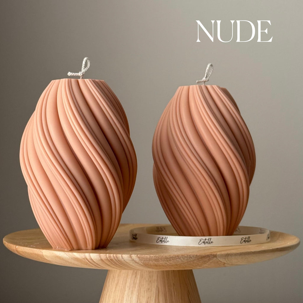 Hand Poured Tall Swirl Soy Wax Candle: Sculptural Art Decor