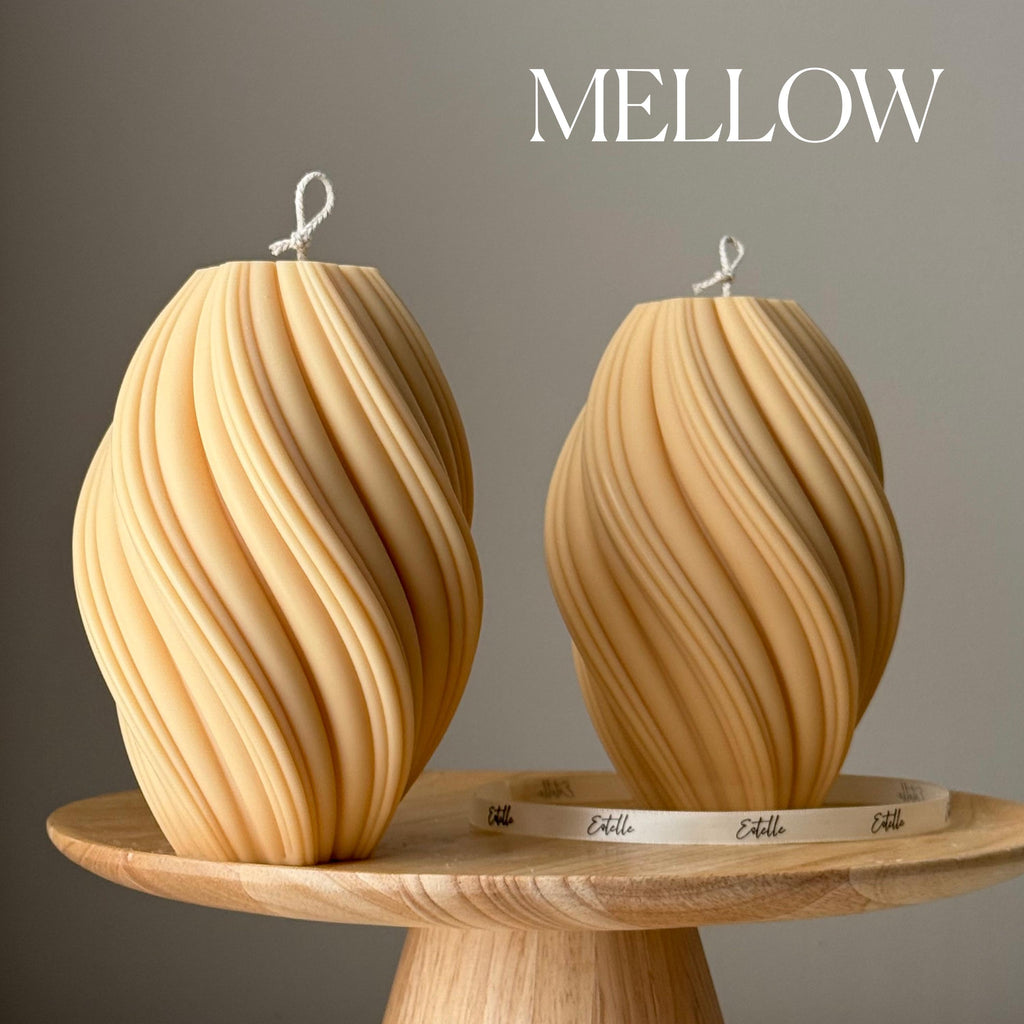 Hand Poured Tall Swirl Soy Wax Candle: Sculptural Art Decor