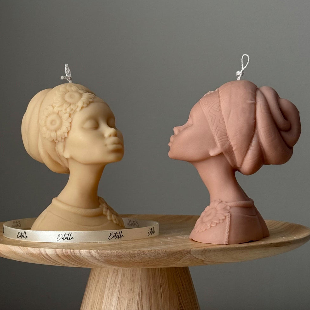 Handmade Afro Lady Soy Candle: Sculptural Home Decor Gift