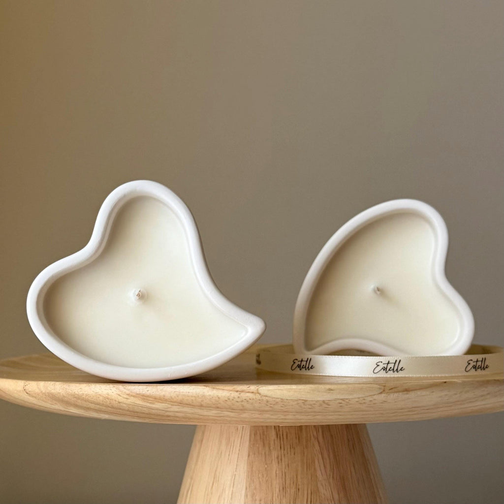 Heart Shaped Soy Wax Candle in Jesmonite Jar: Handmade Scented Candle