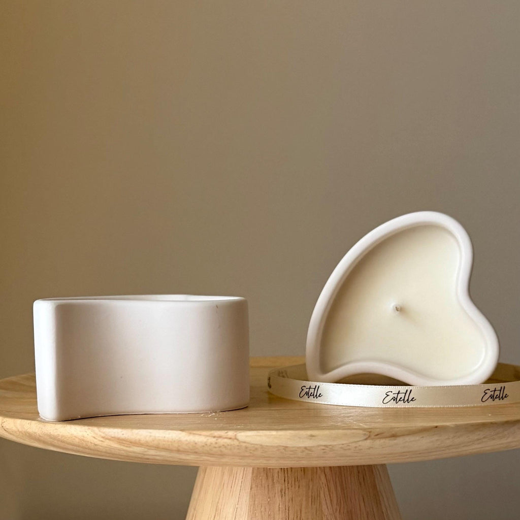 Heart Shaped Soy Wax Candle in Jesmonite Jar: Handmade Scented Candle