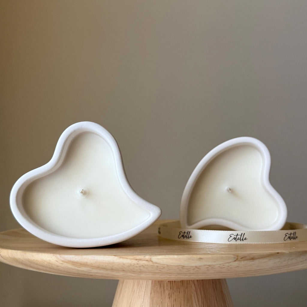 Heart Shaped Soy Wax Candle in Jesmonite Jar: Handmade Scented Candle