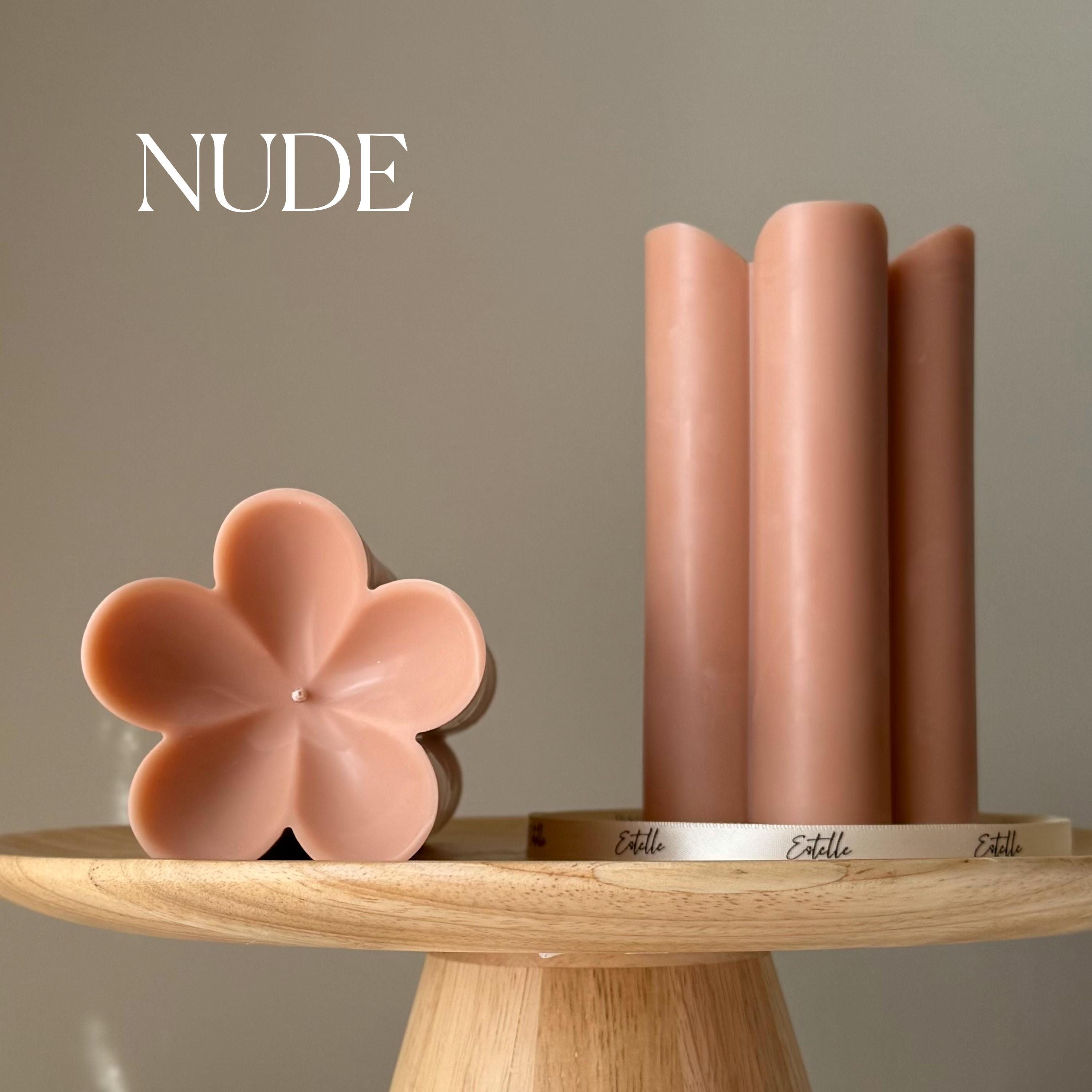 Flower Pillar Soy Candle: Handmade Home Decor, New Home Gift