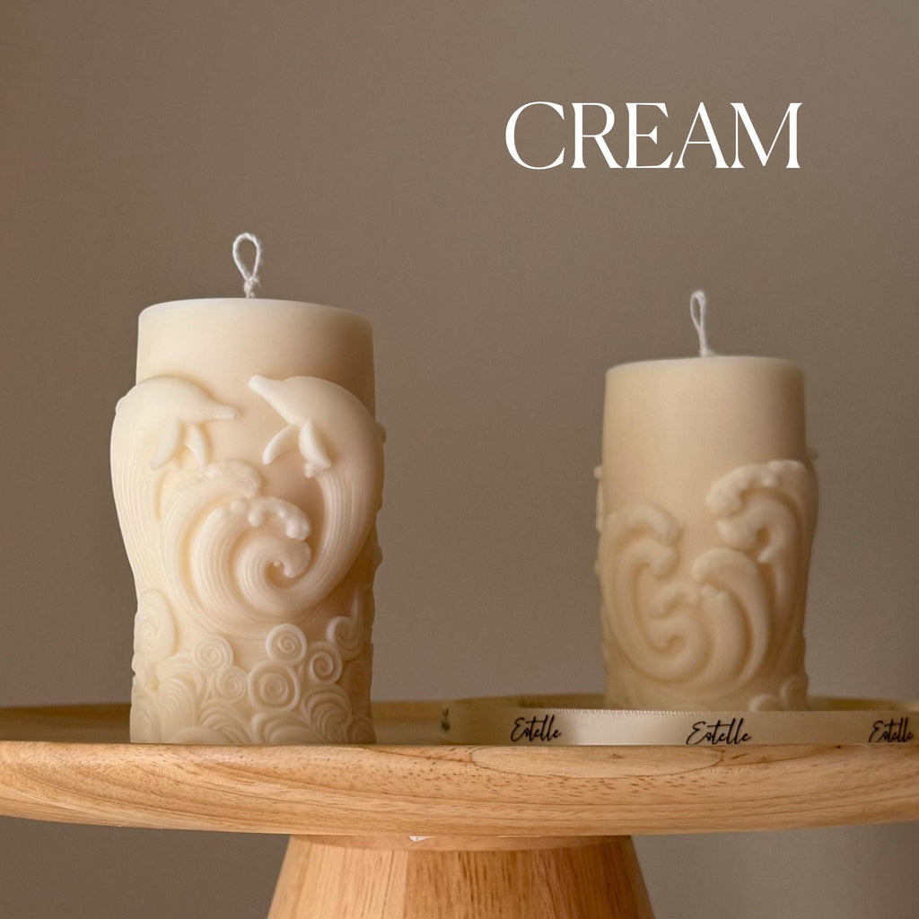 Dolphin Pillar Candle: Handmade Soy Wax Home Decor