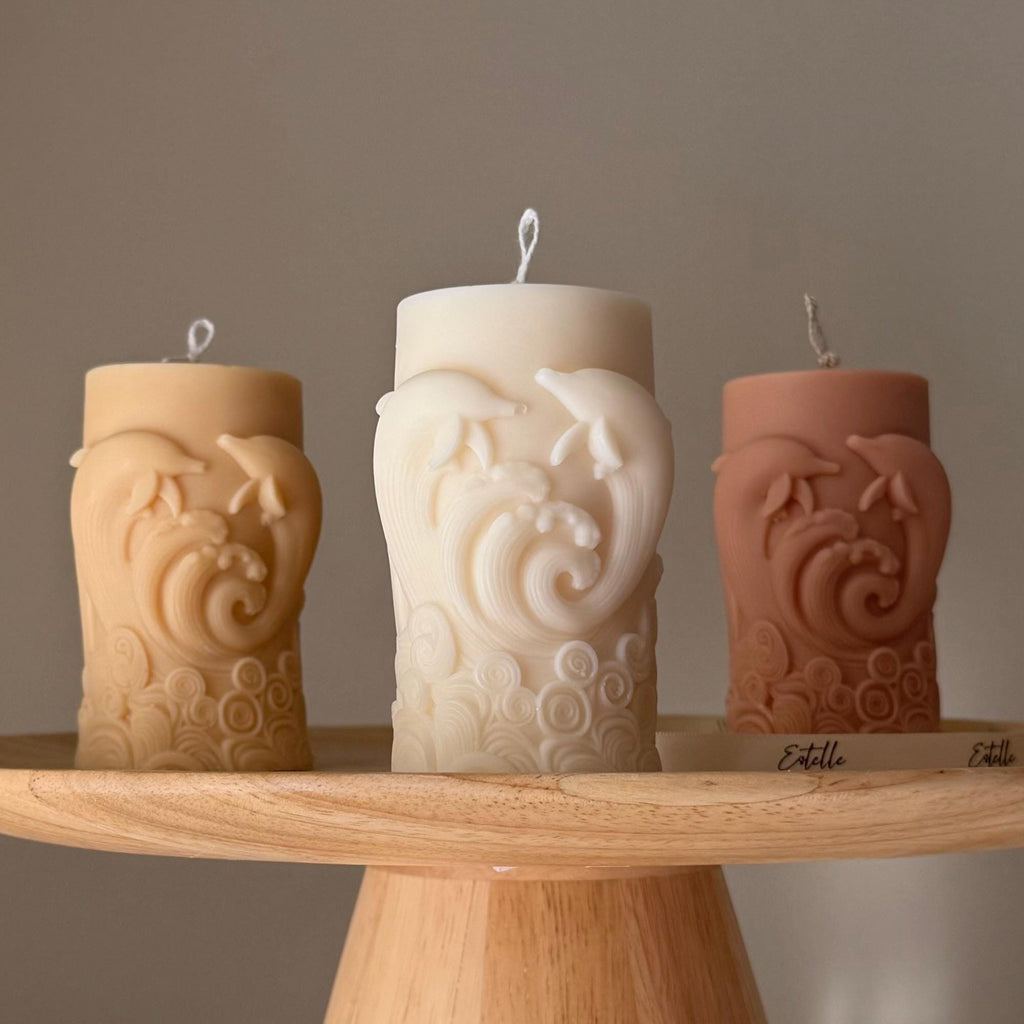 Dolphin Pillar Candle: Handmade Soy Wax Home Decor