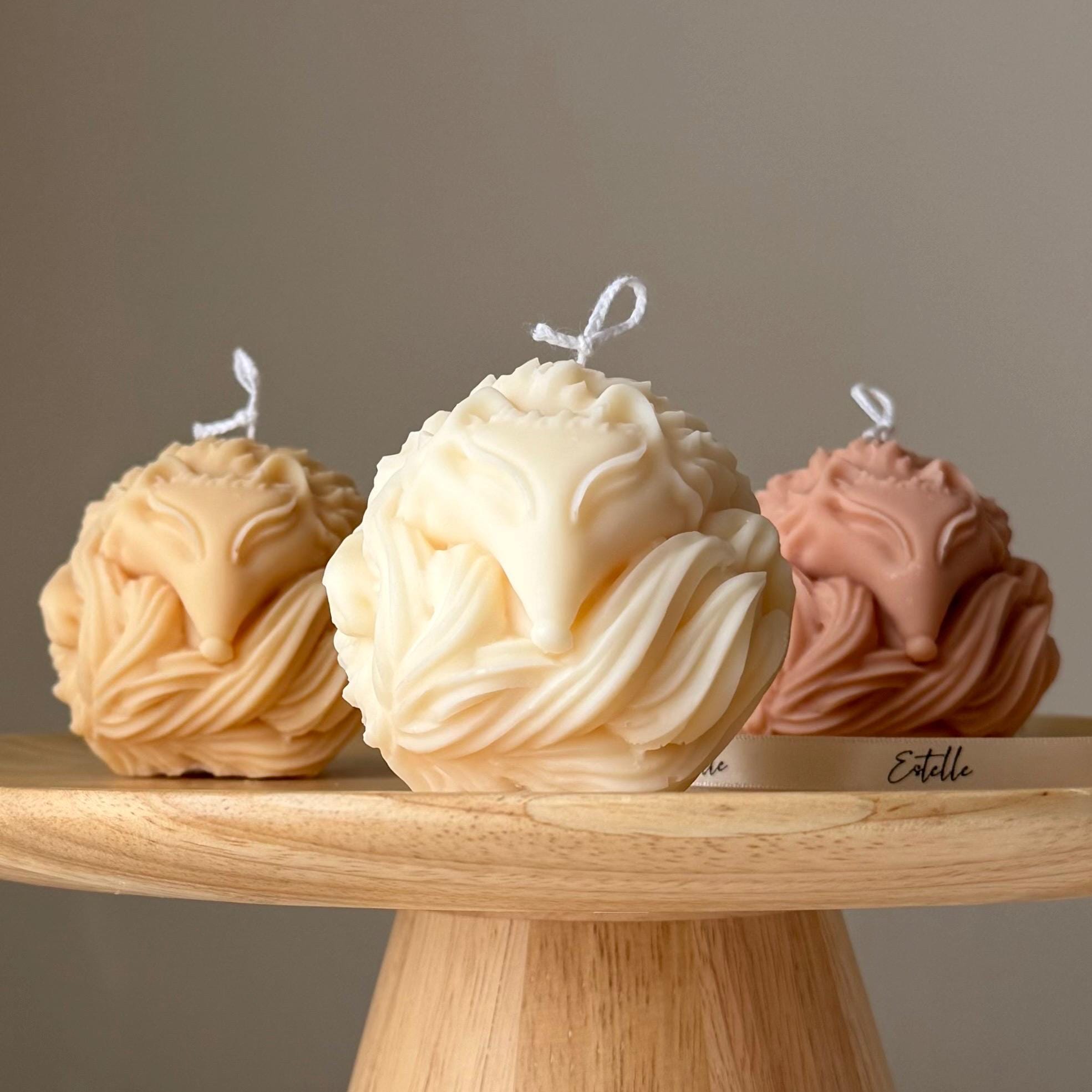 Fox Ball Soy Candle: Handmade Sculptural Home Decor