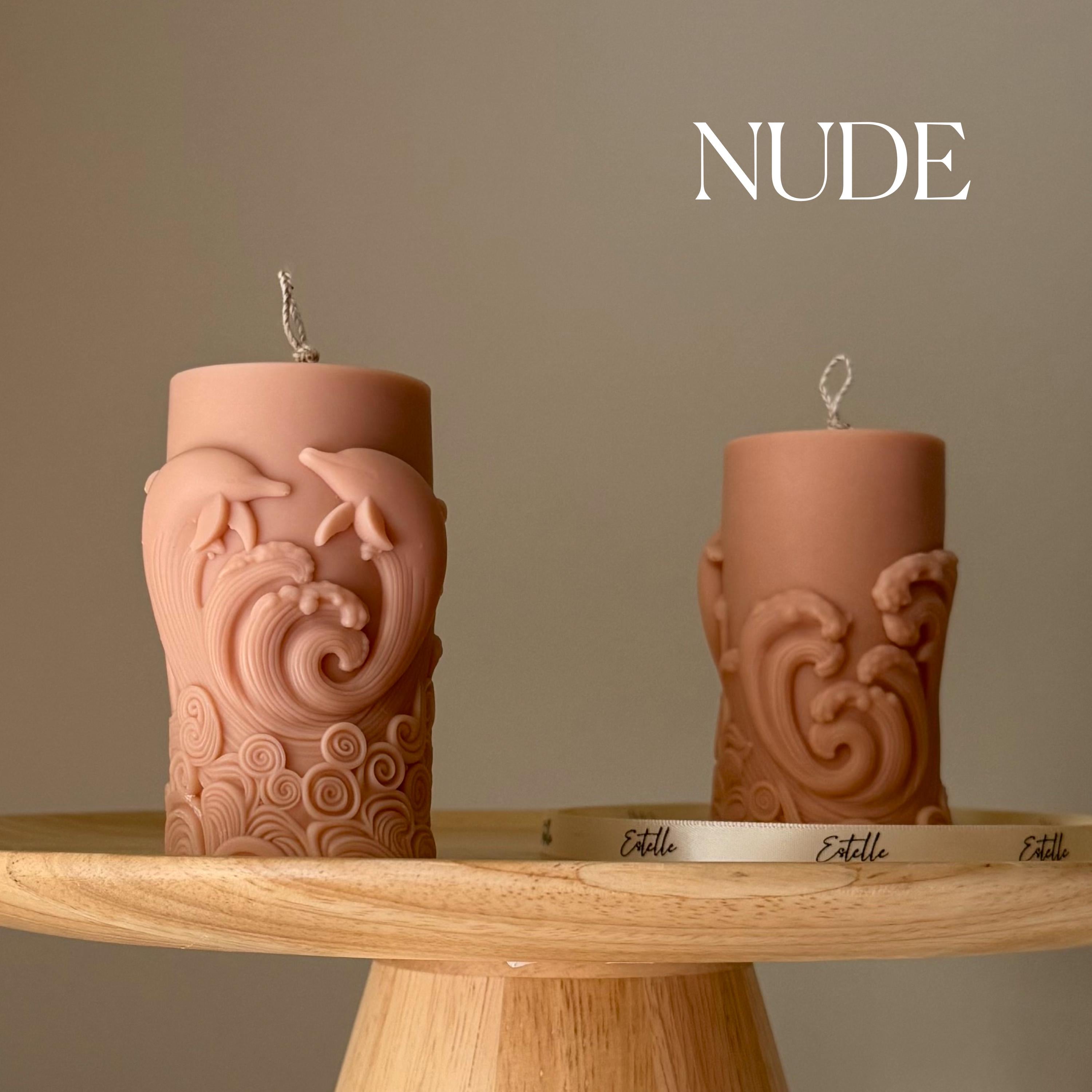 Dolphin Pillar Candle: Handmade Soy Wax Home Decor