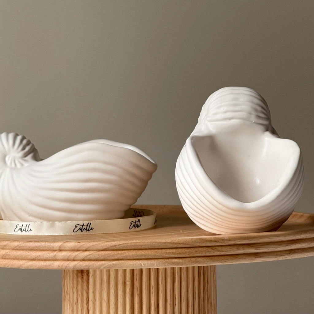 Sea Shell Jesmonite Trinket Tray: Coastal Jewelry Dish