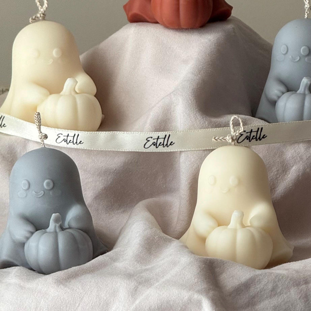 Halloween Ghost with Pumpkin Candle: Handmade Soy Wax Autumn Gift