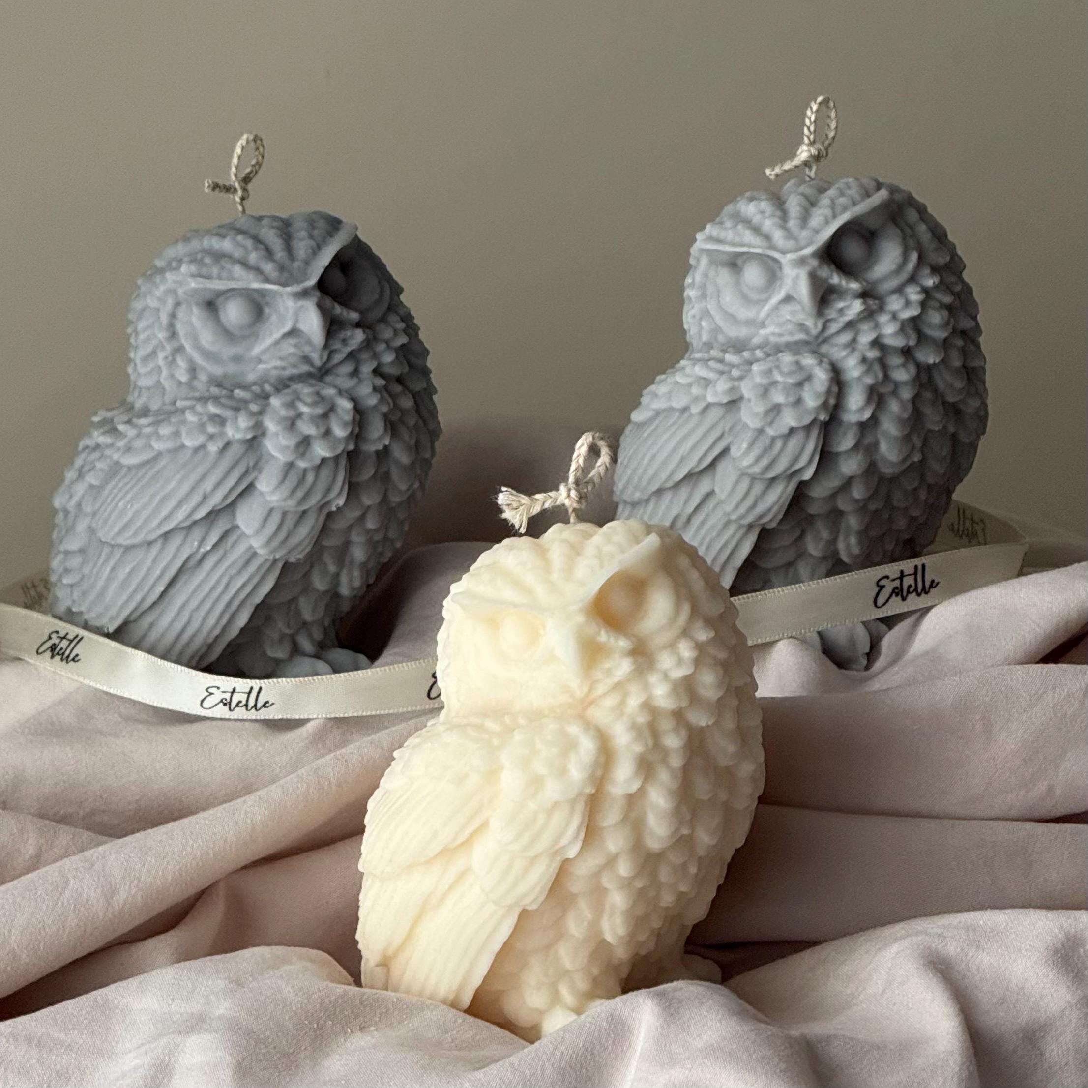 Handmade Owl Candle: Soy Wax Sculptural Home Decor