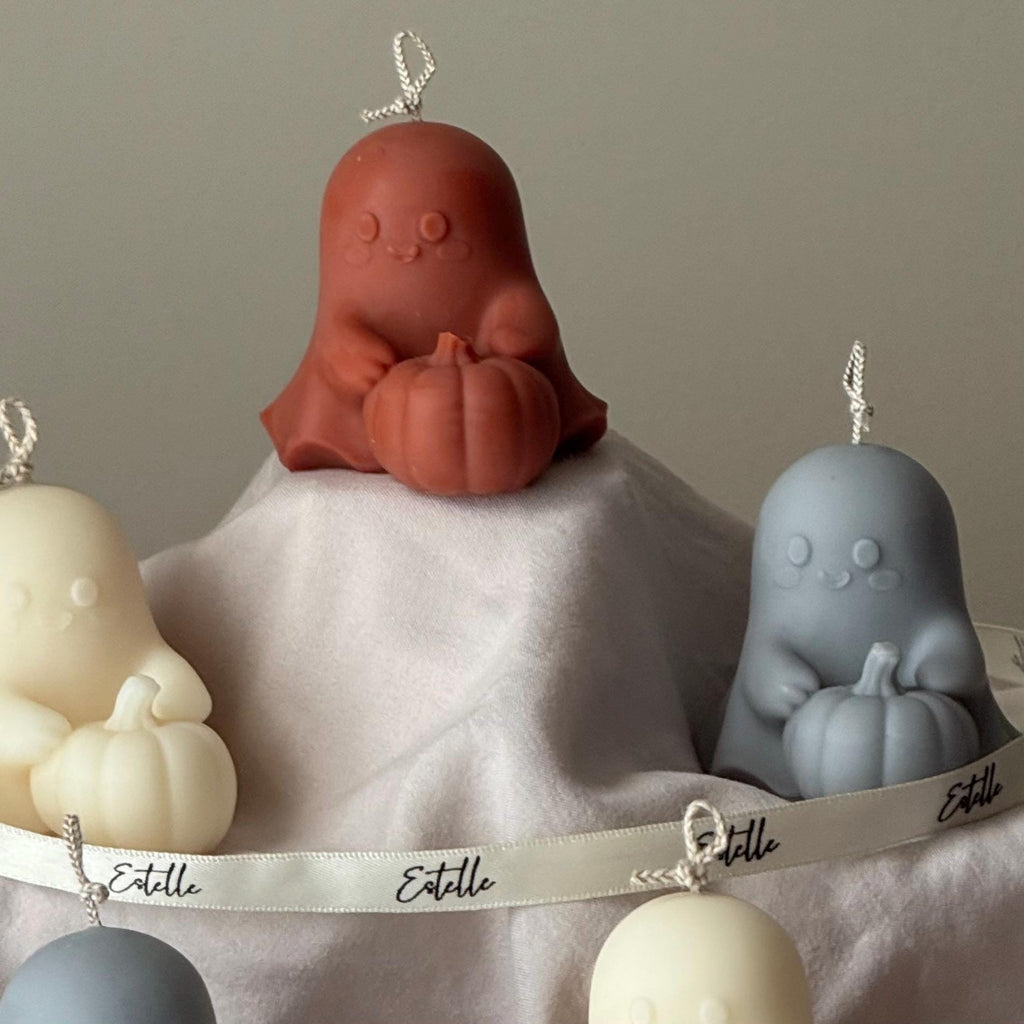 Halloween Ghost with Pumpkin Candle: Handmade Soy Wax Autumn Gift