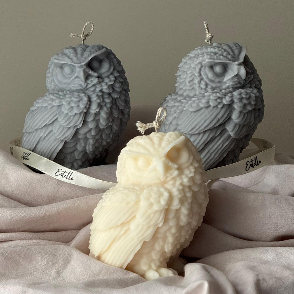 Handmade Owl Candle: Soy Wax Sculptural Home Decor