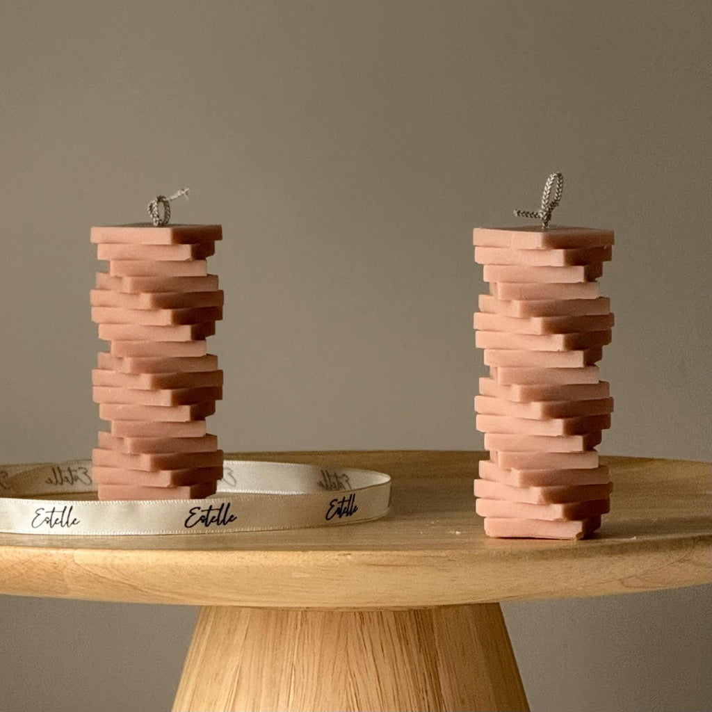 Twist Column Soy Pillar Candle: Handmade Home Decor