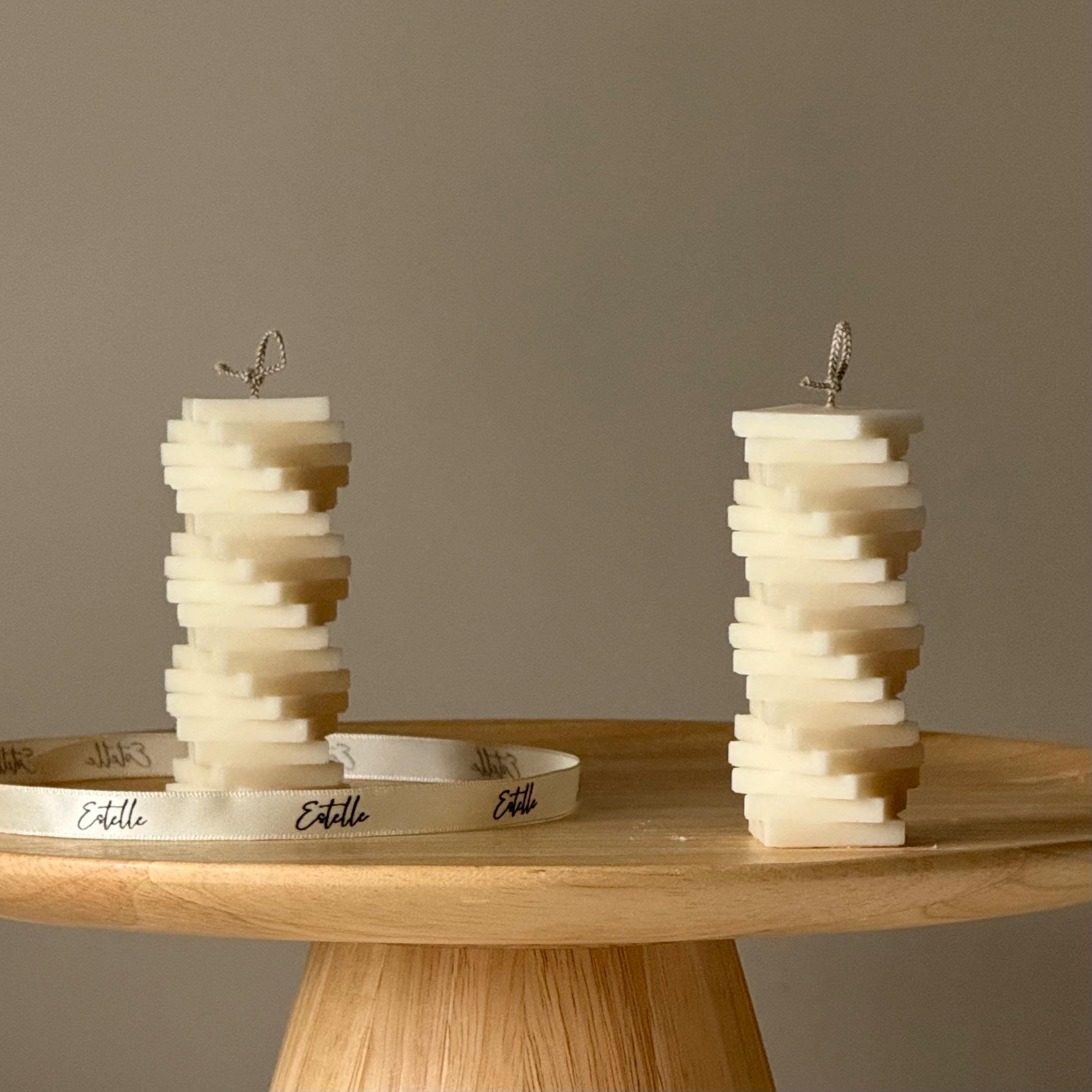 Twist Column Soy Pillar Candle: Handmade Home Decor