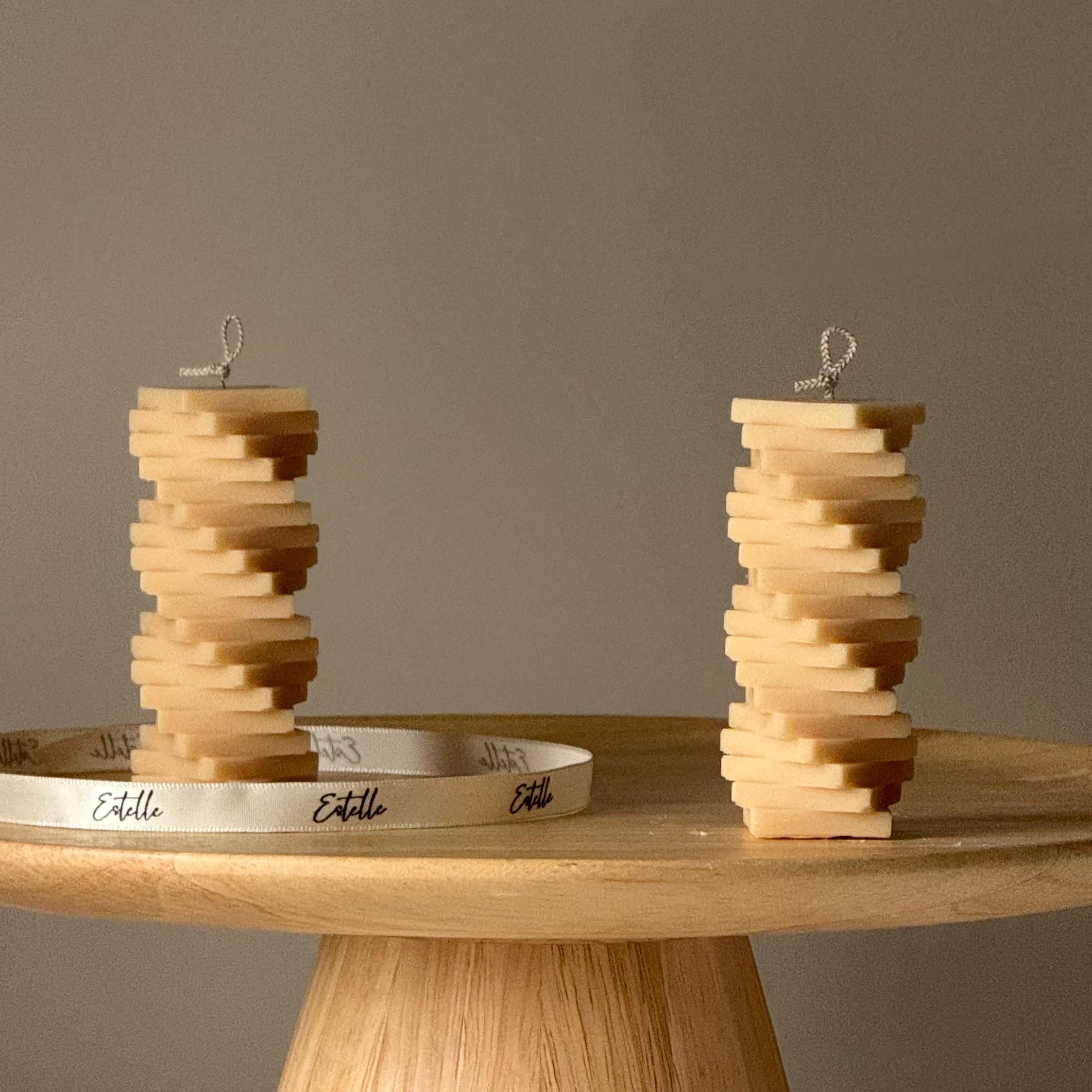 Twist Column Soy Pillar Candle: Handmade Home Decor