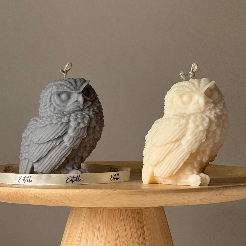 Owl Shaped Soy Candle: Handmade Pillar Candle, Home Decor
