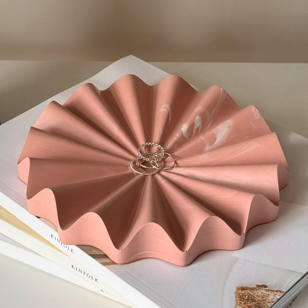 Radiant Pleated Fan Jewelry Tray: Scandi Home Decor Tray