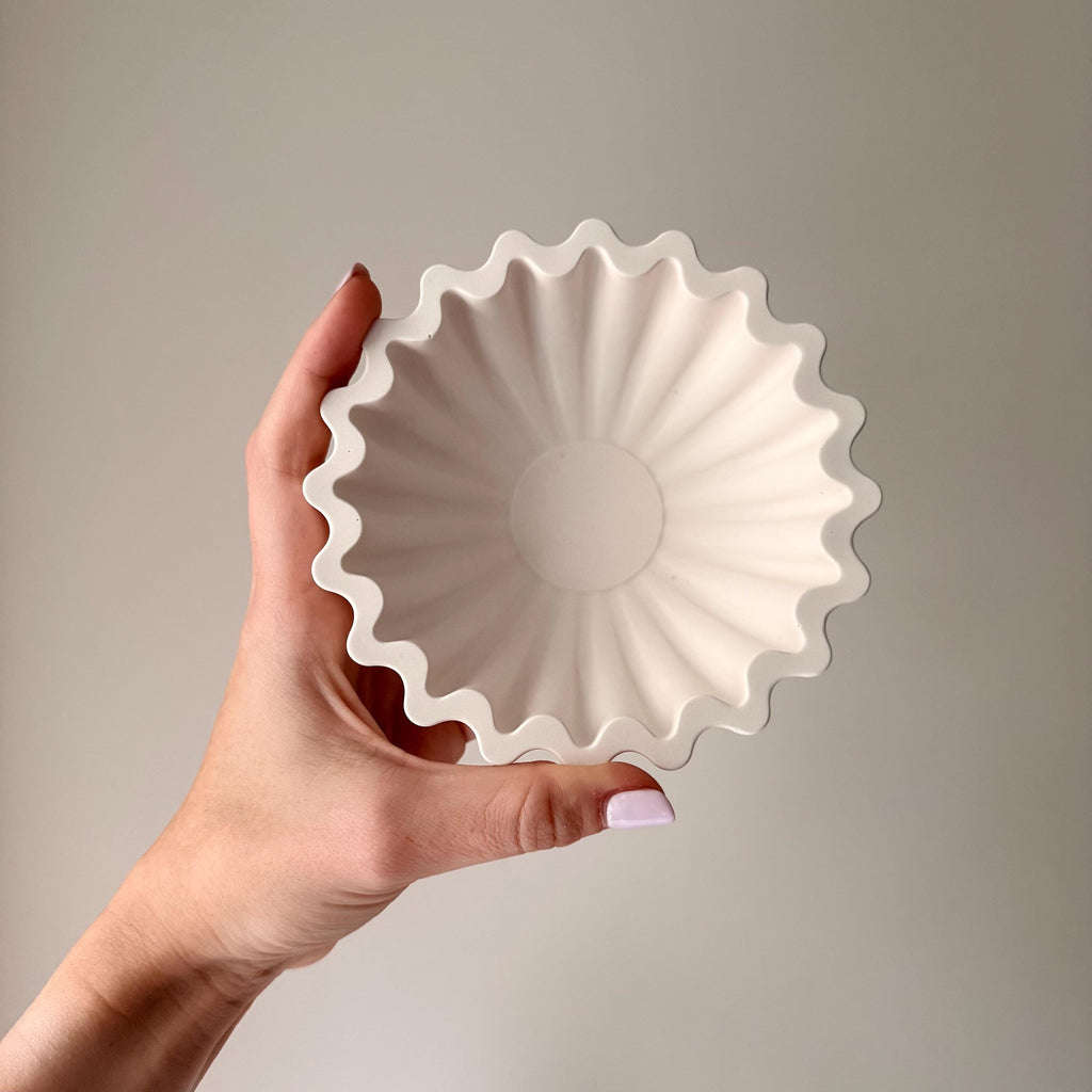 Pleated Geometric Jesmonite Tray | Sculptural Jewelry Dish