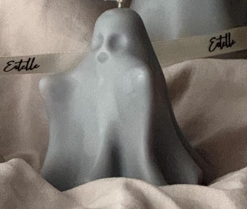 Handmade Ash Halloween Ghost Candle: Sculptural Soy Wax Decor