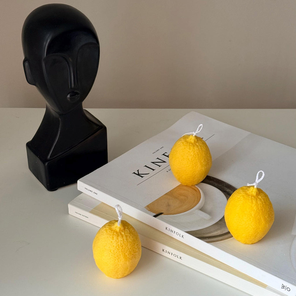 Lemon Shaped Soy Wax Candle: Vegan Minimalist Decor