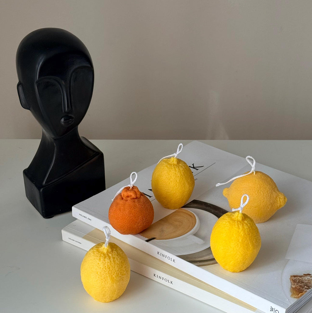 Lemon Shaped Soy Wax Candle: Vegan Minimalist Decor
