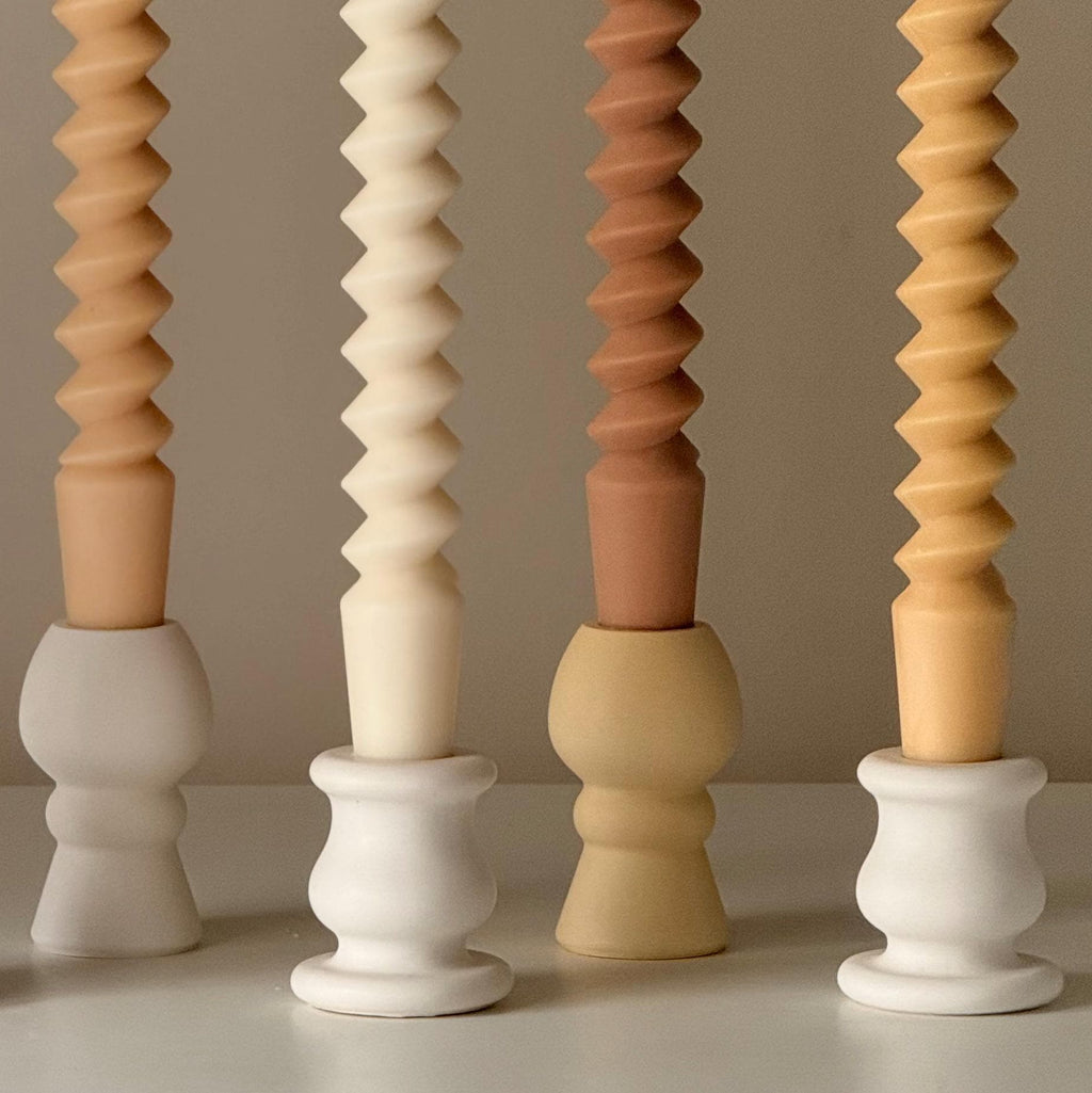Spiral Column Taper Candle: Handmade Soy Dinner Candle
