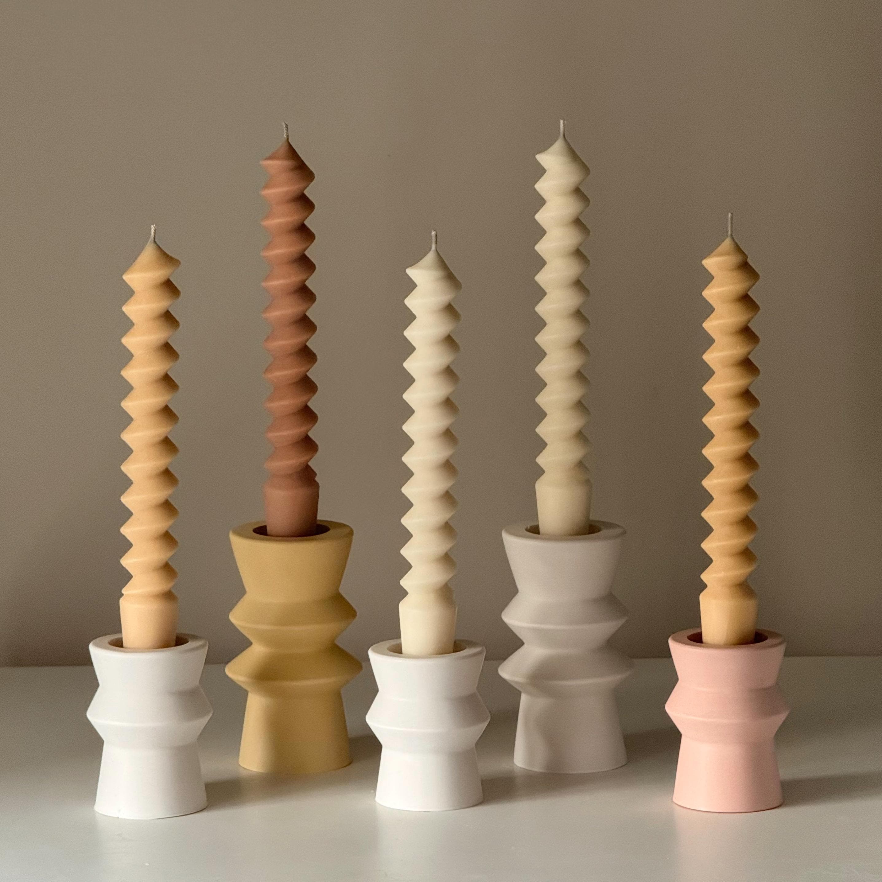 Spiral Column Taper Candle: Handmade Soy Dinner Candle